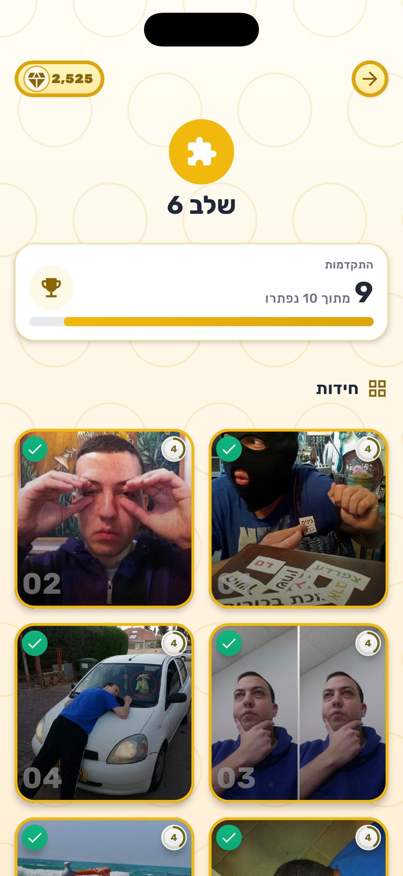 תוכן השלב - בחרו חידה לפתרון